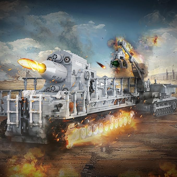Karl Heavy Mortar Tank Building Block Set 2875 Pieces, Compatible with Lego Military Army Set for Adults WW2 German Mortar Model Kit with Ammo Tractor, 1: 26 Scale Vehicles Model Home Decor