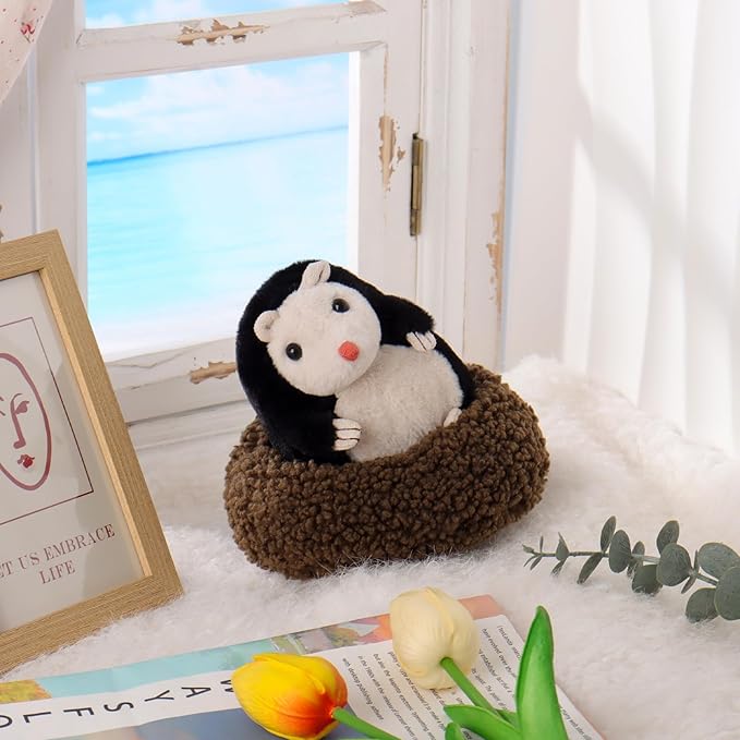 Apricot Lamb Curious Mole Plush Stuffed Animals for Kids, Soft Cute Plush Toys for Baby Girl and Boy, Fluffy Curious Mole Brown