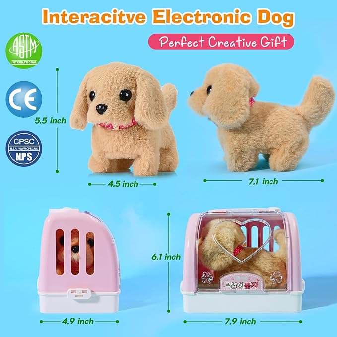 15 Pcs Robot Puppy Dog Toys for Girls Kids Boys, Realistic Robot Puppy Toys with Walk & Bark, Toy Gifts for 3 4 5 6 Year Old, Ideas 3 4 5 6 Year Old Girls Birthday Gifts