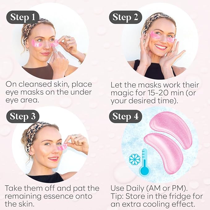 BLOOMORA Rose Under Eye Patches (30 Pairs) - Under Eye Mask for Appearance of Dark Circles - For Puffy Eyes Smoothing - Skincare Mask