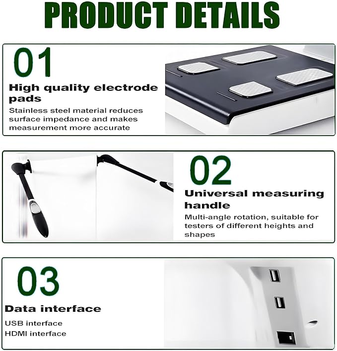 Body Analyzer with Printer, Body Fat Composition Analyzer, Smart Digital BMI Full Body Fat Scale for Gym, Clinic, Home Use, Large Display Accurate