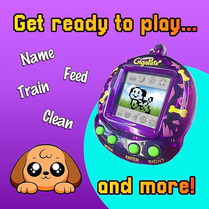 Giga Pets 2-in-1 Interactive Digital Pet Puppy Dog, Collector’s Edition Virtual Pets for Kids, 90’s Gaming Gift for Boys and Girls