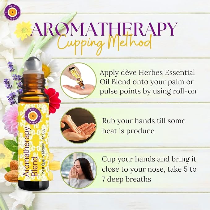 déve herbes UNWINDING Thoughts - Aromatherapy Essential Oil Blend of Bergamot, Melissa, Neroli, Rose, Sandalwood, Vetiver & Cedarwood Essential Oils 10ml (Roll-On)