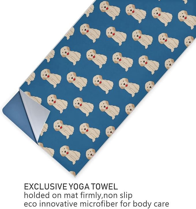 Labrador Golden Retriever Dog Yoga Mat Towel Non Slip Soft Sweat Absorbent Hot Yoga Mat Towel for Hot Yoga, Pilates and Workout-73 x 27 Inch