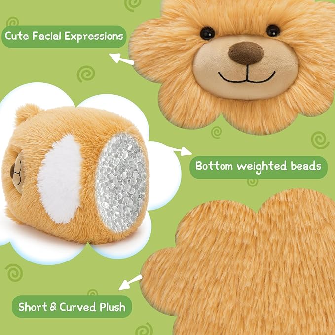 MaoGoLan 14'' Teddy Bear Stuffed Animal Weighted Plush Bear for Anxiety Throw Pillow for Kids Body Pillow with Uncented Beads Inside - Christmas Valentine's Day Birthday