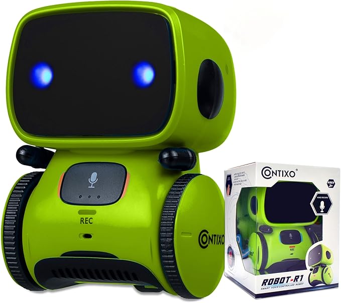 Contixo R1 Kids Robot Toy, Green Interactive Smart Robots With Voice Control Talking Dancing Learning Touch Sensor Compact Educational Portable Toy For Boys Girls Toddlers 3-8 Years Old Birthday Gifts