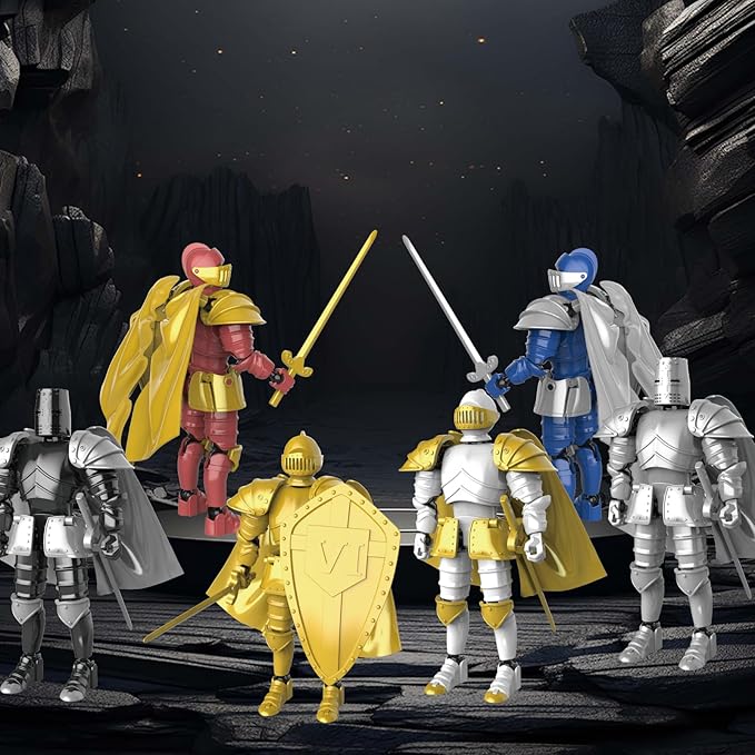 Knight Action Figures, Medieval Action Figures,Knight Armor Action Figure,Multi-Jointed Movable Robot Mannequin (6 Packs)