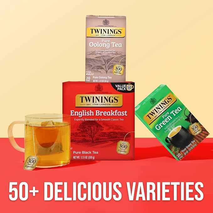 Twinings Pure Oolong Tea Individually Wrapped Bags, 20 Count (Pack of 1), Warm, Nutty Flavour & Golden Colour, Caffeinated, Enjoy Hot or Iced, 20 Teabags