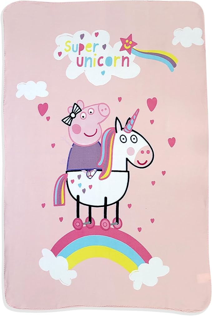 Girls Pink Fleece Soft and Cozy Throw Blanket (40" x 60) (Peppa-5)
