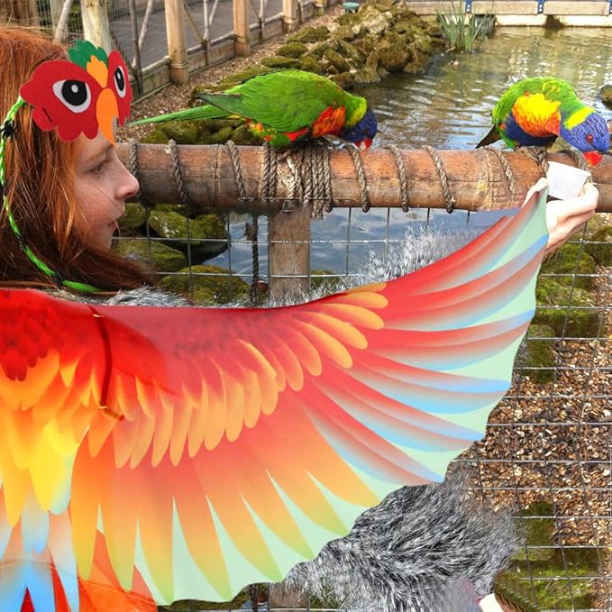 Bird-Costume-Parrot-Wings for Kids with Bird Headbands, Boys Girls Eagle Dress-up Cape Halloween Party Favors Gifts