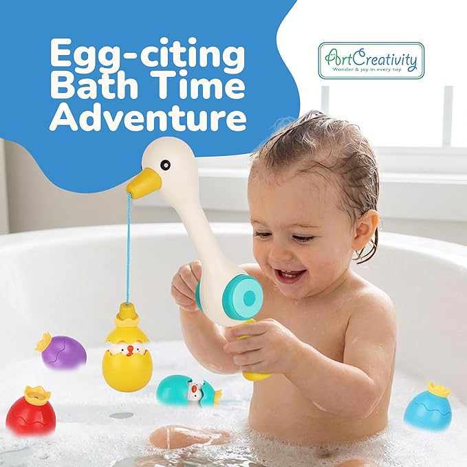 ArtCreativity Magnetic Fishing Toy - Baby Bath Game Fishing Rod with Strong Magnets Catch Floating Plastic Eggs - Waterplay Toys Set for Toddlers Boost Eye-Hand Coordination & Sensory Development
