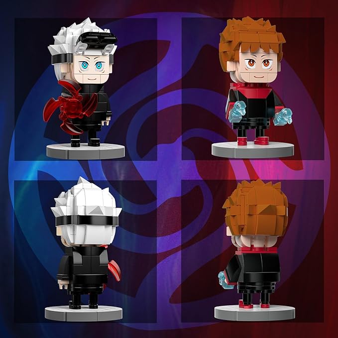 Jujutsu Kaisen - Satoru Gojo & Yuji Itadori Action Figure Buliding Toy Set - (460+ Pcs) Compatible with Lego Brickheadz - Rotatable Arm, with Base for Disable - Gift for Anime Fans