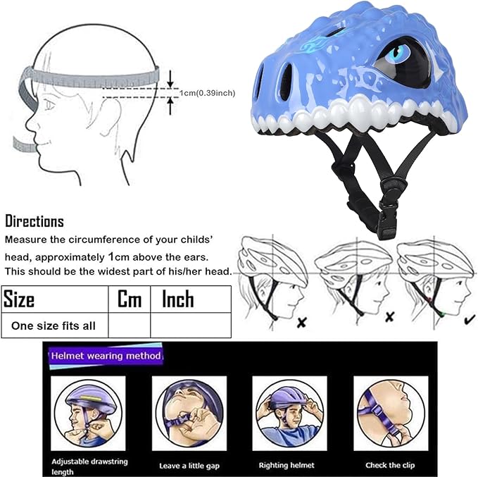 Toddler Kids Bike Helmet,3D Dinosaur Helmets for Boys Girls Infant/Baby to Children 1/2/3/4/5/6/7/8 Years Old Lightweight Adjustable Multi-Sports Bicycle Scooter Skateboard Skating Cycling