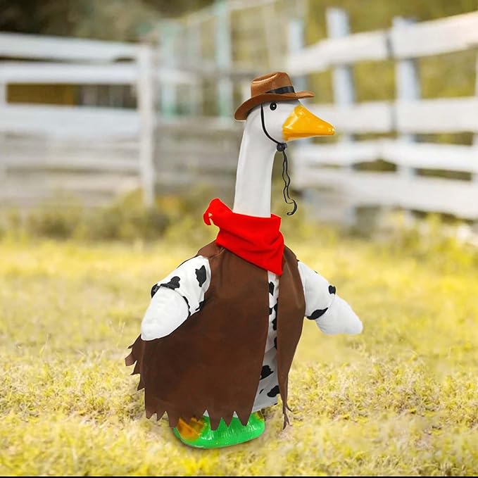 OBILAN Porch Goose Outfits, Western Cowboy Goose Outfits, and Cute Goose Clothes fit Large 23" H Statues for Outdoor Garden and Yard Decoration(Brown Denim)
