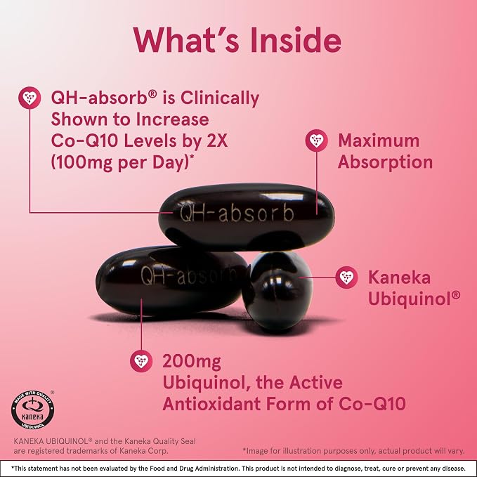 Jarrow Formulas QH-Absorb 200 mg - Active Antioxidant Form of Co-Q10 - Dietary Supplement - Supports Mitochondrial Energy Production & Cardiovascular Health - 90 Softgels
