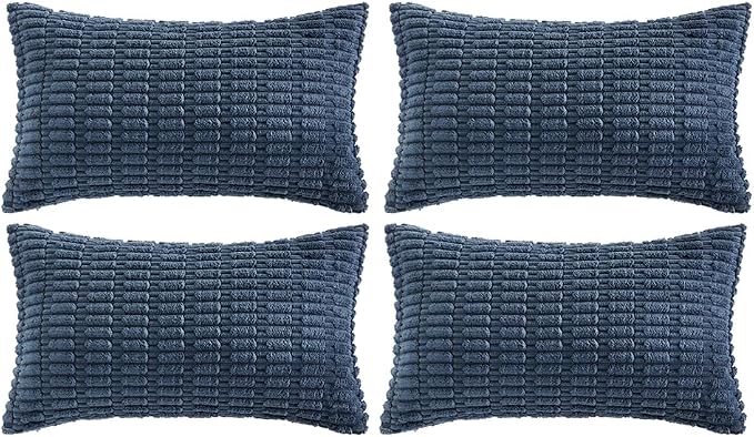 Fancy Homi 4 Packs Decorative Throw Pillow Covers for Living Room Couch Bed, Modern Farmhouse Boho Home Décor Accent Cushion Case, 24" x 16", Dusty Blue