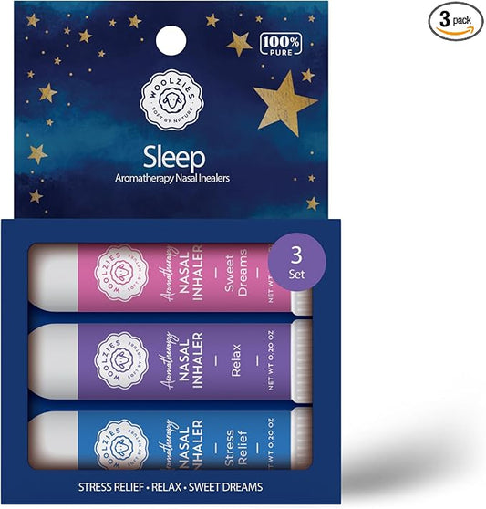 Aromatherapy Nasal Inhaler Sticks Collection - All-Natural Wellness Kit | Made with Undiluted Essential Oil Blends for Overall Well-Being (3 Pack, Sleep)
