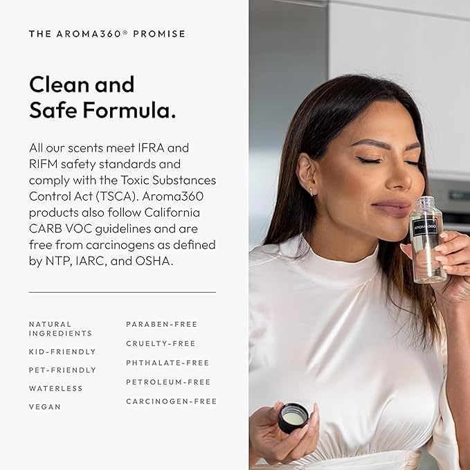 Aroma360 | Black Diffuser Oil Blend | Luxury Essential Aromatherapy Reed Diffuser | Sage, Tiaré Flower and Saffron | 16.9 fl oz 500mL