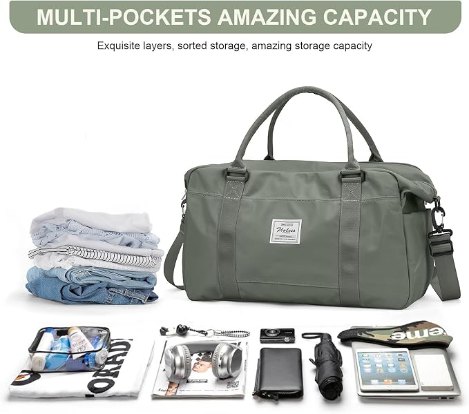 Travel Duffel Bag, Carry On Overnight Weekender Bags for Women | Travel Bag with Wet Pocket & Trolley Sleeve, For Spirit Airlines 18x14x8 Personal Item Bag