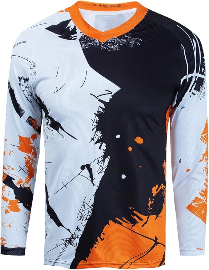 Boy Girl Cycling Jersey Kids Mountain Bike Motocross Long Sleeve Shirt Biking Tops 4-14 Years
