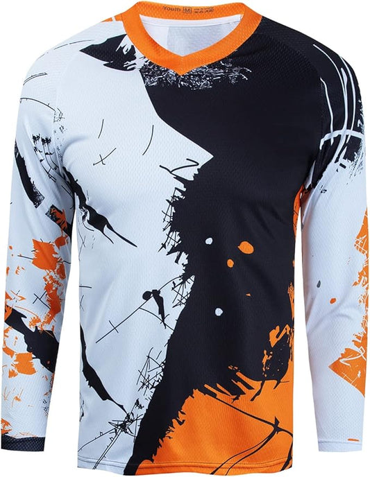 Boy Girl Cycling Jersey Kids Mountain Bike Motocross Long Sleeve Shirt Biking Tops 4-14 Years