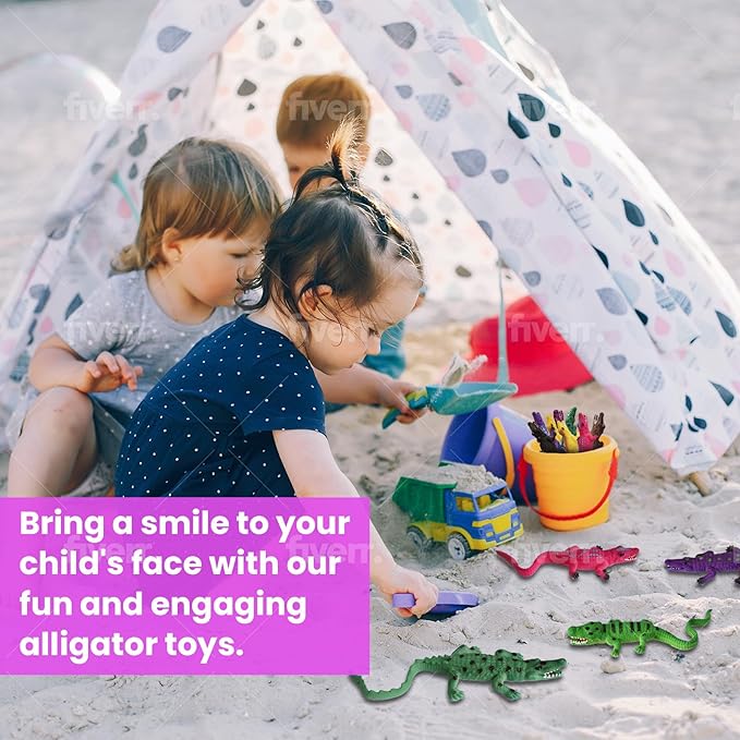 SENSORY4U Color Changing Crocodile Bath Toys – 16 Pack Stretchy Alligator Water Game for Toddlers, 6 Inch Rubber Animal Figure for Sensory Play, Party Favors & Water Table Fun