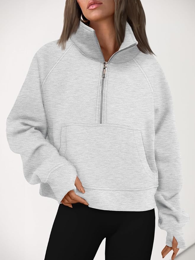 AUTOMET Womens Sweatshirts Half Zip Fleece Pullover Fall Outfits | Fall Fashion Clothes 2026,Cropped Sweatshirts,Cute Y2k Tops,Quarter Zipper Sweater,Winter Loungwear Outfits