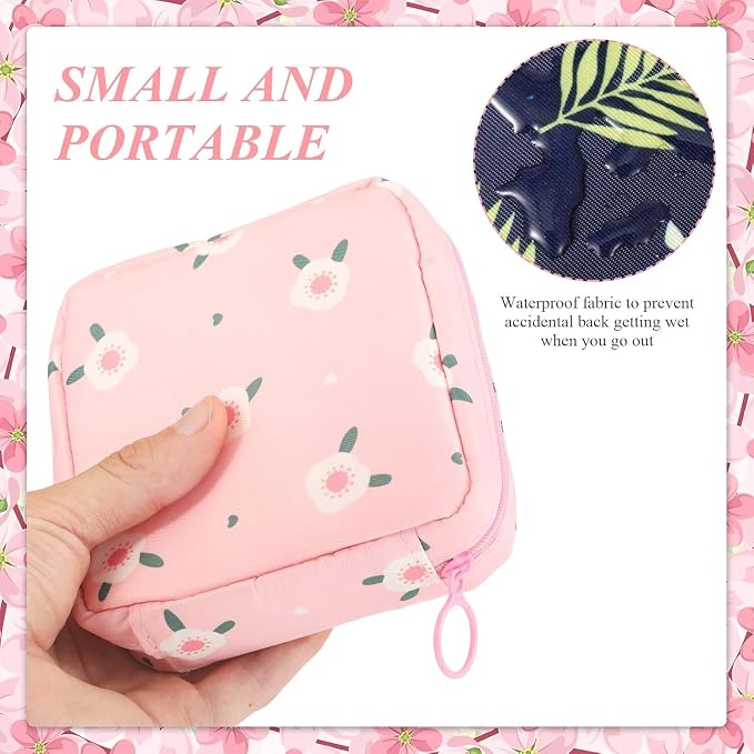 4Pcs Sanitary Napkin Storage Bag, Menstrual Period Bag Waterproof, Tampon Organizer Pouch Tampon Pad Holder for Purse, Pad Bag Feminine Care First Period for Teen Girls School