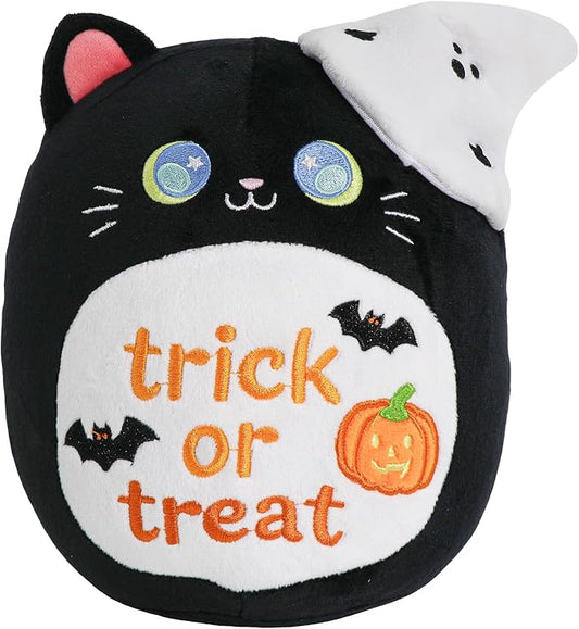 Halloween Black Cat Plush,Bat Ghost Pumpkin Plush,Halloween Black Cat Ghost Stuffed Animal Cute Pumpkin Plushie Birthday Gift for Boys Girls Kids