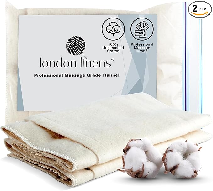 LONDON LINENS 100% Natural Cotton Flannel Castor Oil Pack Wrap - Unbleached, Reusable Castor Oil Wrap for Abdomen, Joints & Other Areas with Front Pocket for Hot & Cold Pack (Pack of 10)
