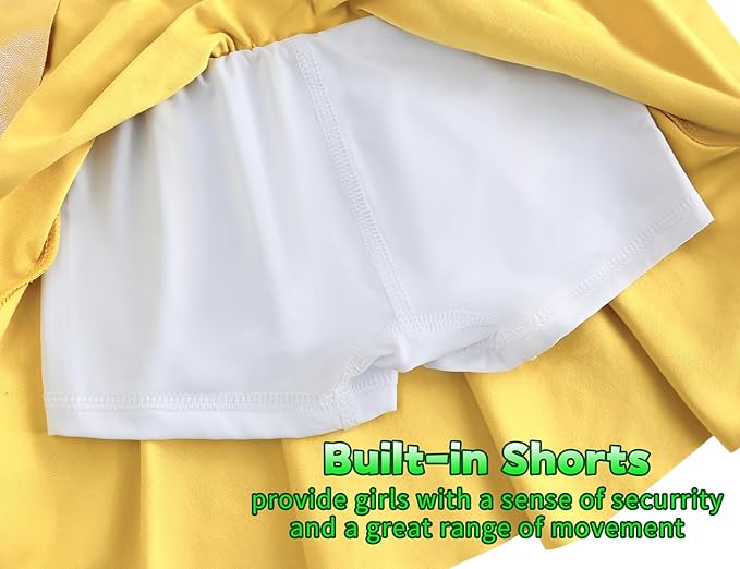Gnainach Girls Skorts High Waist Athletic Skirts with Shorts Stretchy Activewear for Teens Kids Performance Tennis