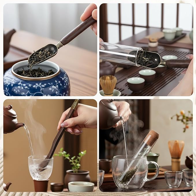 2 PCS Tea Infuser Glass Tea Strainers for Long Leaf Teas with Teaspoon TeaTongs TeaSteeper with Cork for Cup, Gift for Teas Lovers