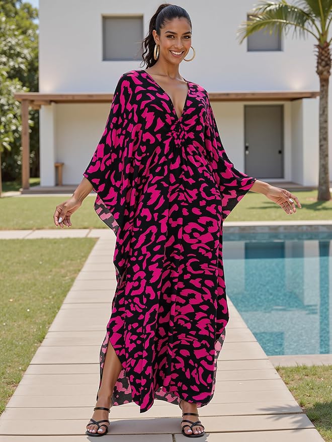 Mumu Dresses for Women Plus Size, Bohemian Kaftan Beach Cover Up Long Maxi Nightgown Soft Loungewear