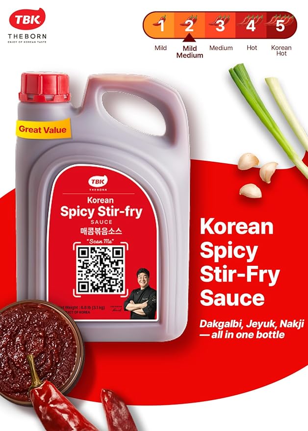 TBK THEBORN Gochujang Sauce, Korean Spicy Stir-Fry Cooking Sauce 3.1kg | Versatile gochujang cooking sauce with a bold spicy finish for stir-fries, noodles, rice bowls, meat and vegetables