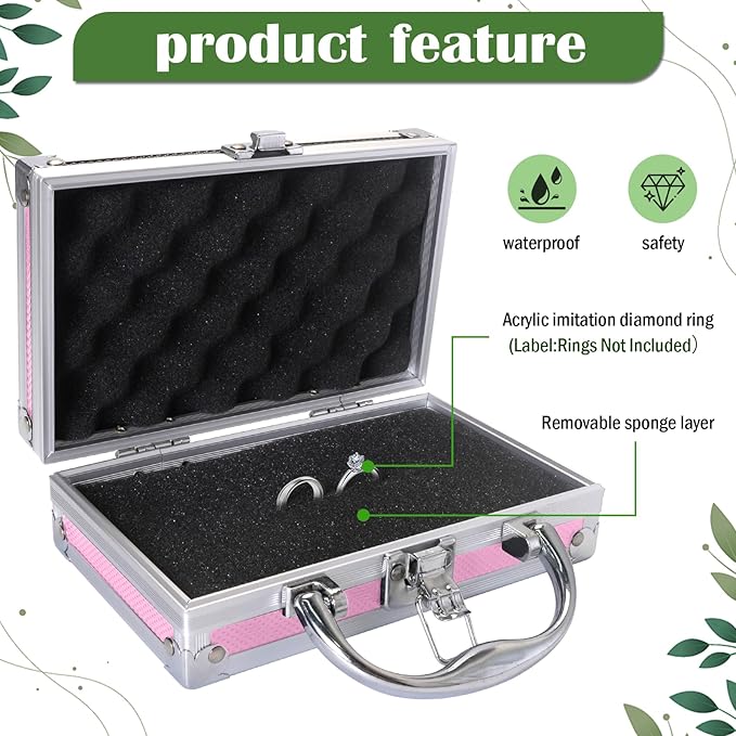 Ring Security Wedding Ring Bearer Case Adventure Set - 7.09" Box Suitcase with Metal Badge | Ideal for Bearer Gifts, Themed Parties & Spy Game Treasure Storage (Pink)
