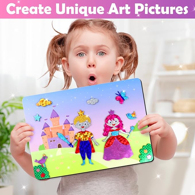 ZMLM Foil Art Kit for Kids - Arts Crafts Fun Mess Free Activity, Gifts for Ages 4 5 6 7 8 9 Girls Boys, Crafts for Kids Creative Birthday Easter Basket Stuffers Gifts Toys (Princess)