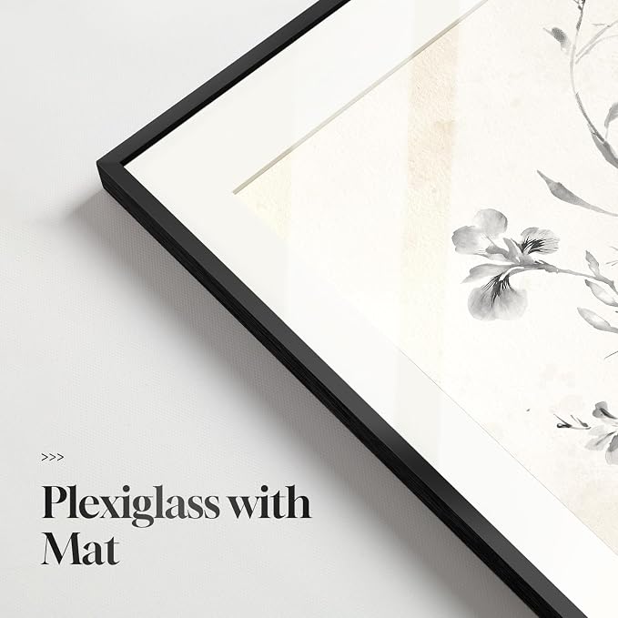 Framed Vintage Black and White Boho Botanical Wall Art, 6 Piece 11x14 In | Retro floral painting, Canvas prints with mat, Farmhouse neutral rustic flower artwork, Living room kitchen bedroom pictures
