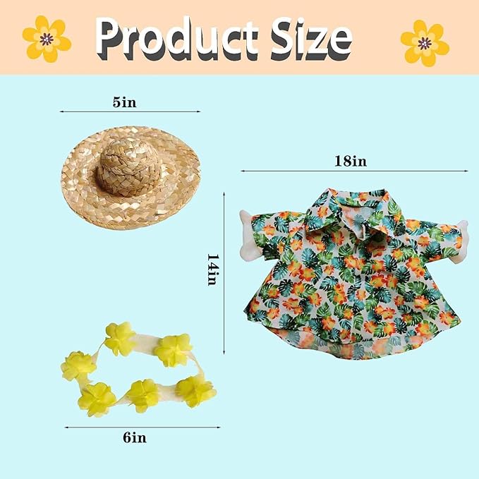 OBILAN Porch Goose Outfits, Summer Hawaiian-Style Goose Outfits, and Cute Goose Clothes fit Large 23" H Statues for Outdoor Garden and Yard Decoration(Green Shirt)