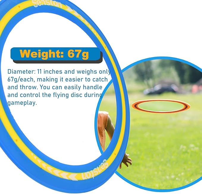 Senston Flying Discs Easily Catch and Throw Sports Disc 11 Inch Soft Flying Discss for All Players Colorful Flying Discs 3 Pcs for Pool Backyard Family Fun (Blue)