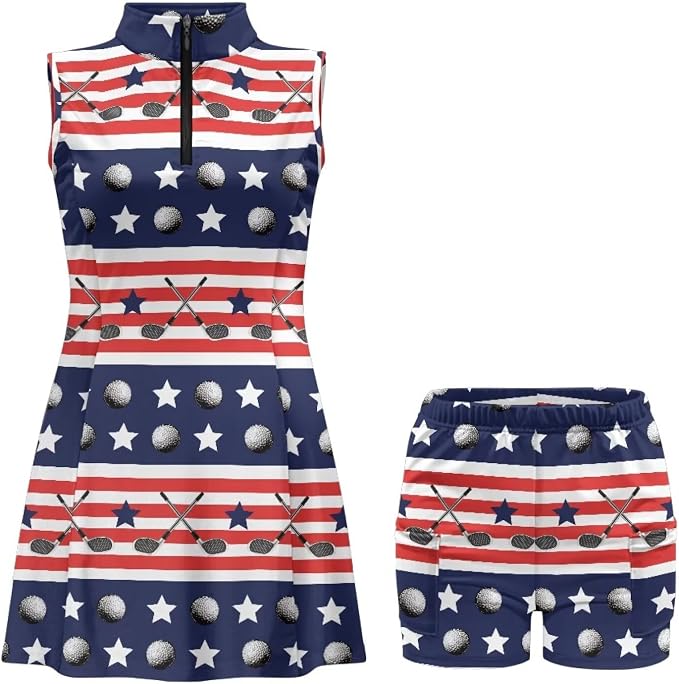 Golf Dress Tennis Dresses for Women with Built in Shorts and Pockets Sleeveless Athletic Dress Workout Dress