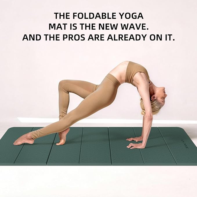 Foldable Yoga Mat 75"x31" – 0.24" Thin | Easy to store & carry – takes little space. Exercise mat: non-slip for home gym. Pilates mat: odor-free & easy-clean.