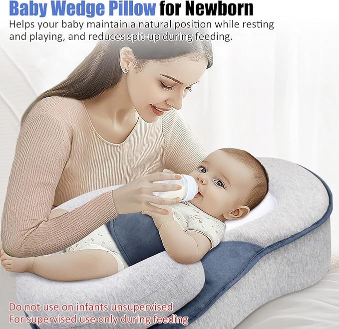 Baby Wedge Pillow for Newborn, Adjustable Wedge Baby Breastfeeding Lounger Perfect for Reducing Spit-Up
