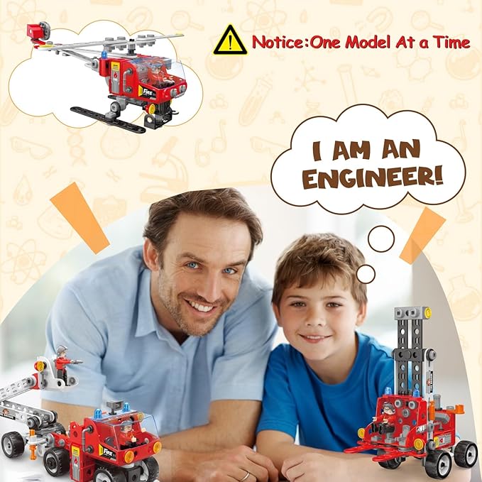 6-in-1 STEM Toys for 4 5 6 7 8+ Year Old Boy 187-Piece Educational Construction Blocks Stem Building Toys for Kids Ages 4-8 8-10 Creative Construction Toys Birthday Valentine Gift for Boy Girl