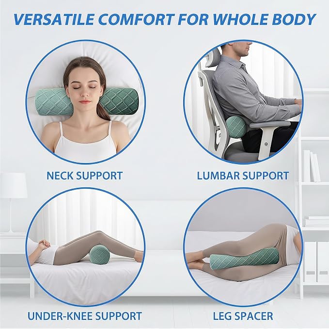 4.7" Neck roll Pillow,Small Round Circle Pillow Cylinder Pillows | Cervical Memory Foam Neck Support Pillows,for Sleeping,Head，Neck,Bed，Back,and Legs Round Neck Support and Yoga Pain Relief
