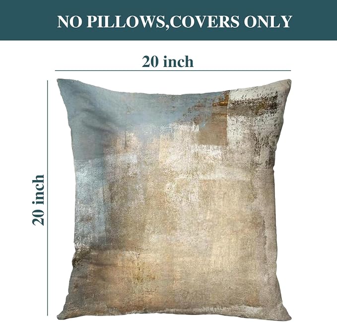 Throw Pillow Covers for Couch, 20x20 Inch, 2 Pack, Grey Beige | Decorative Throw Pillow Covers Cushion Covers for Couch Bedroom Sofa Living Room