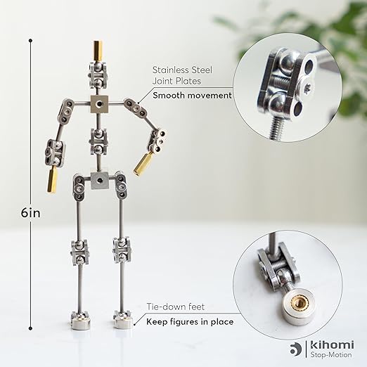 Studio Stop Motion Armature Kit - Feet Tie Down DIY Metal Puppet Figure Skeletons Easy Assembly for Animation Character Design & Creative Fun, Perfect for Stop Motion Animation (Silver, 6in)