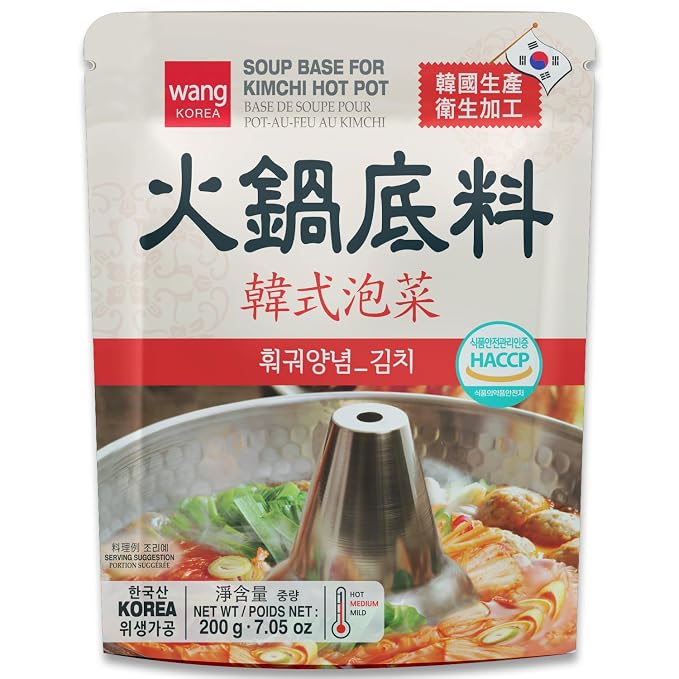 Wang Premium Hot Pot Soup Base Variety Pack | 4 Authentic Asian Flavors: Kimchi, Seafood, Spicy Vegetable & Bulgogi - Quick & Easy Hot Pot at Home, Ready in 3 Minutes