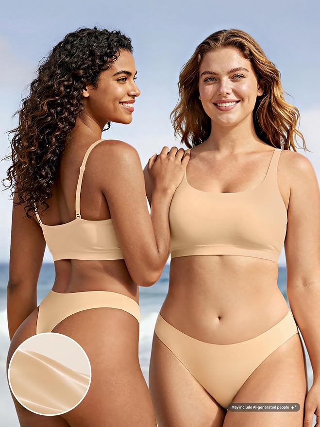 3-Pack Camel Toe Underwear for Women - XS-XL Seamless No Show Thong Panty Liners Tangas, Comfortable G-Strings for Gym