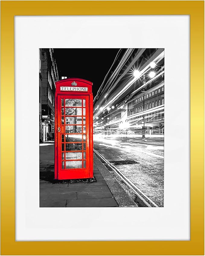 Americanflat 11x14 Picture Frame with Polished Crystal-Clear Glass - Use as 8x10 Frame with Mat or Display 11x14 Photo Without Mat - Signature Collection - Picture Frames for Wall Display - Gold | Hangs vertical or horizontal, sawtooth hangers included...
