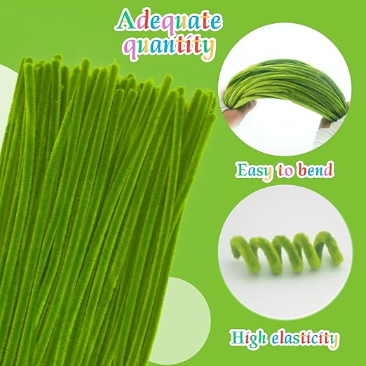 200pcs Moss Green Pipe Cleaners,Art and Craft Supplies,Chenille Stems,Limpia Pipas,Fake Flowers for Decor,Christmas Birthday Gift for Art Supplies for Projects Creative,Toys for Ages 8-13